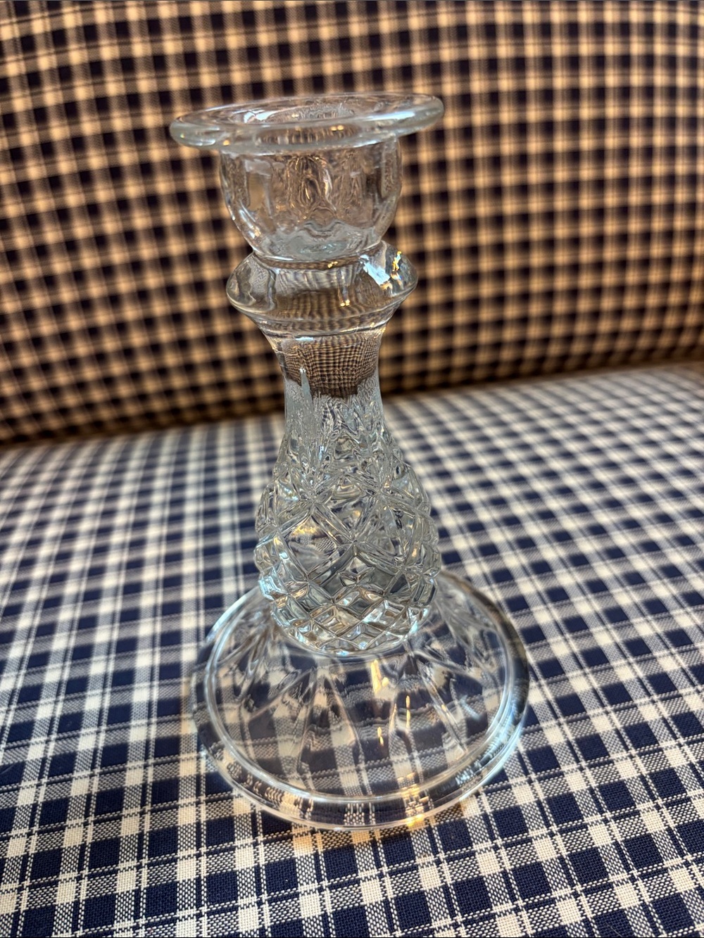 VintageClear Glass Cut-pineapple patterned Candlestick Holder